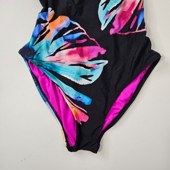 La Blanca Prism Palm Mio One-Piece Swimsuit Sz 6 Black Multicolor Strappy - Picture 5 of 8